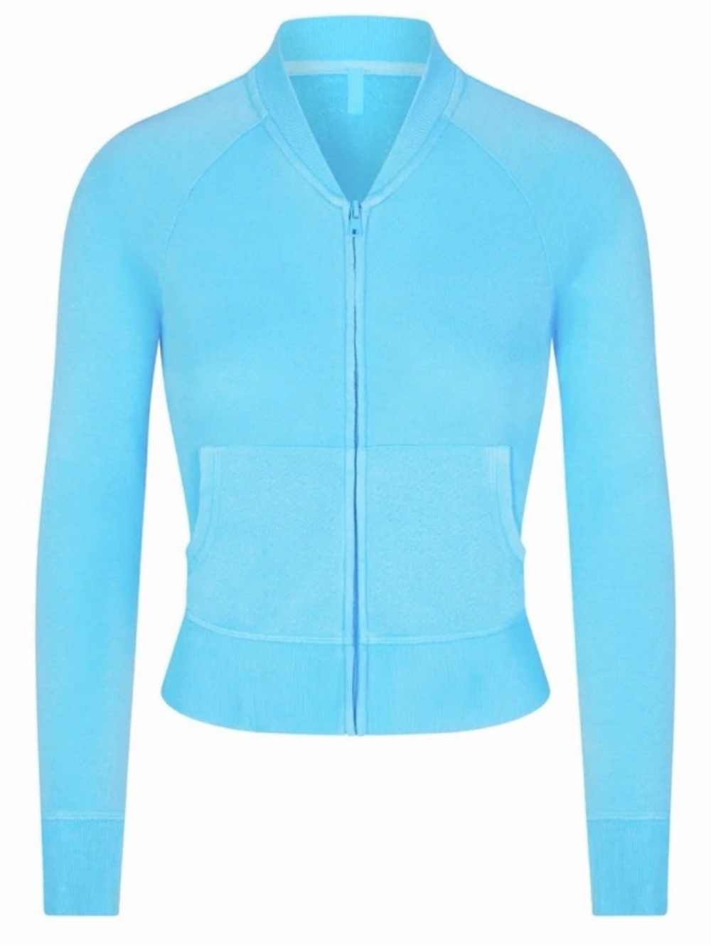 NWT SKIMS Sport French Terry Shrunken Zip Cardigan in Cyan Size XL - Picture 3 of 9